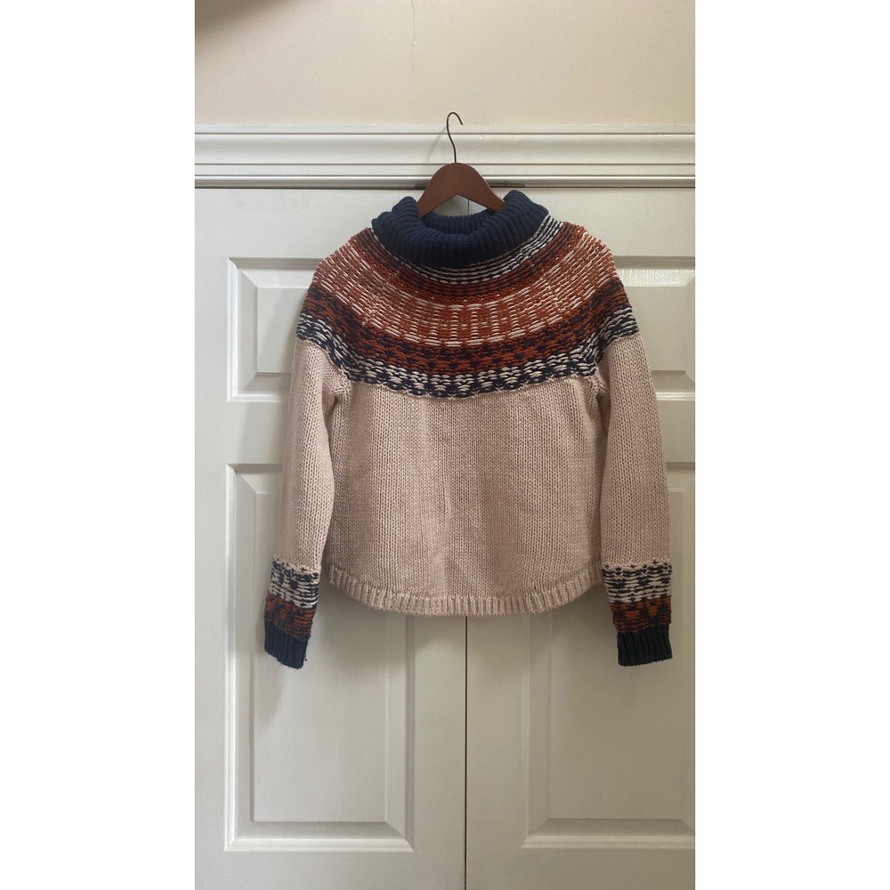 Madewell Sweater Women Small Fair Isle Turtleneck Roll Neck Pullover Chunky Fall